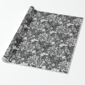 Art Nouveau Seaweed Floral, Black en White Cadeaupapier (Uitgerold)