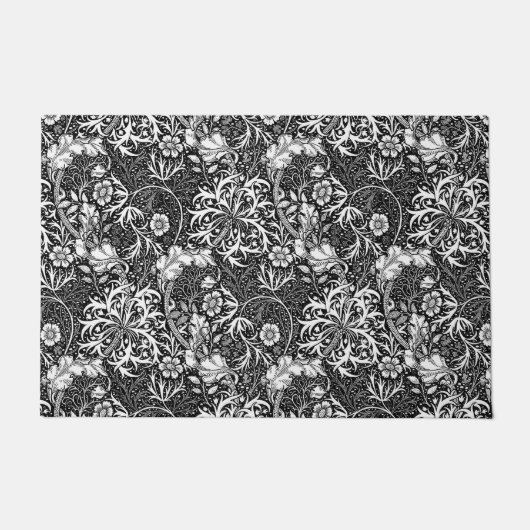 Art Nouveau Seaweed Floral, Black en White Deurmat (Voorkant)
