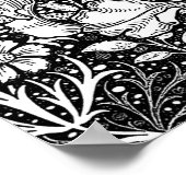 Art Nouveau Seaweed Floral, Black en White Poster (Hoek)