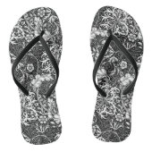 Art Nouveau Seaweed Floral, Black en White Teenslippers (Voetbed)