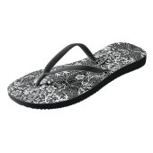 Art Nouveau Seaweed Floral, Black en White Teenslippers (Schuin)