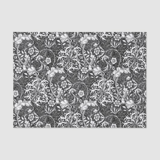Art Nouveau Seaweed Floral, Black en White Tissuepapier (Voorkant)