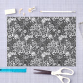 Art Nouveau Seaweed Floral, Black en White Tissuepapier (Craft)