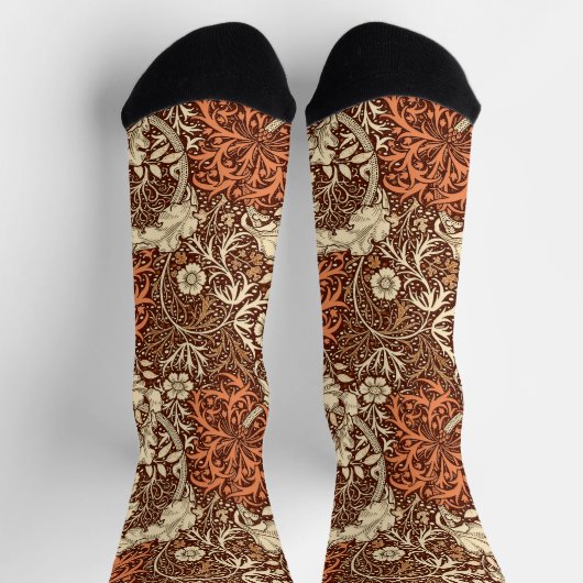 Art Nouveau Seaweed Floral, Brown en Beige Sokken (Top)