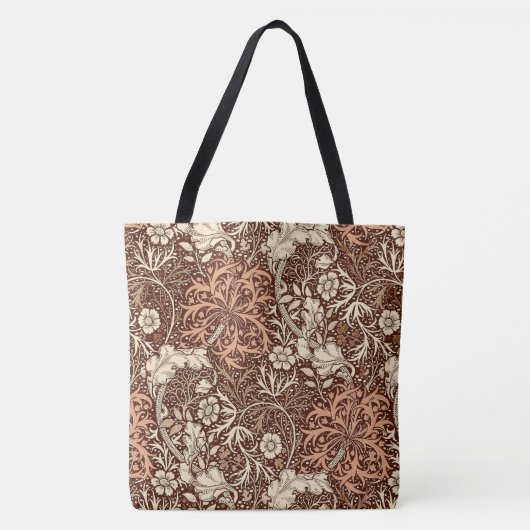 Art Nouveau Seaweed Floral, Brown en Beige Tote Bag (Voorkant)