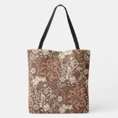 Art Nouveau Seaweed Floral, Brown en Beige Tote Bag (Achterkant)