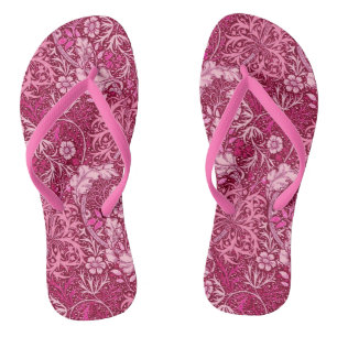 Art Nouveau Seaweed Floral, Burgundy & Coral Pink Teenslippers