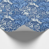 Art Nouveau Seaweed Floral, Cobalt Blue en White Cadeaupapier (Hoek)