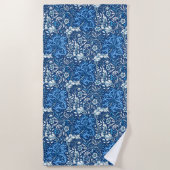 Art Nouveau Seaweed Floral, Cobalt Blue en White Strandlaken (Voorkant)
