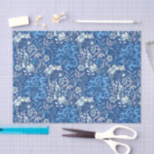 Art Nouveau Seaweed Floral, Cobalt Blue en White Tissuepapier (Craft)