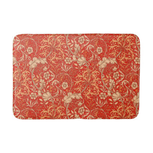 Art Nouveau Seaweed Floral, Deep Coral Oranje Badmat