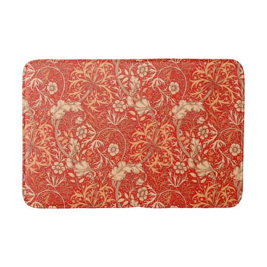 Art Nouveau Seaweed Floral, Deep Coral Oranje Badmat (Voorkant)