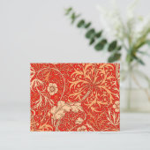 Art Nouveau Seaweed Floral, Deep Coral Oranje Briefkaart (Staand voorkant)