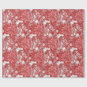Art Nouveau Seaweed Floral, Deep Red en White Cadeaupapier (Vlak)