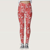 Art Nouveau Seaweed Floral, Deep Red en White Leggings (Voorkant)