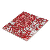 Art Nouveau Seaweed Floral, Deep Red en White Tegeltje (Zijkant)