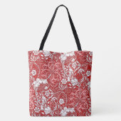 Art Nouveau Seaweed Floral, Deep Red en White Tote Bag (Achterkant)