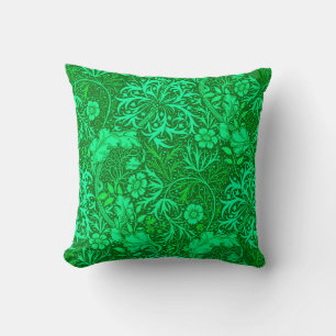 Art Nouveau Seaweed Floral, Emerald Green Kussen