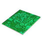 Art Nouveau Seaweed Floral, Emerald Green Tegeltje (Zijkant)