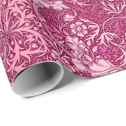 Art Nouveau Seaweed Floral, Fuchsia Pink Cadeaupapier (Rol Hoek)