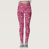Art Nouveau Seaweed Floral, Fuchsia Pink Leggings (Voorkant)