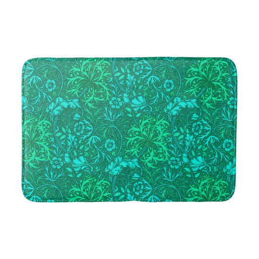 Art Nouveau Seaweed Floral, Turquoise en Aqua Badmat (Voorkant)
