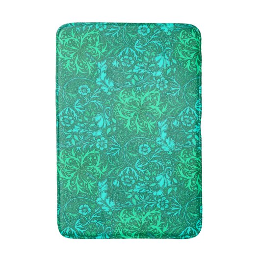 Art Nouveau Seaweed Floral, Turquoise en Aqua Badmat (Voorkant Verticaal)