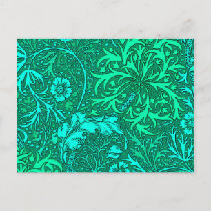 Art Nouveau Seaweed Floral, Turquoise en Aqua Briefkaart
