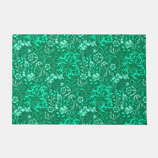 Art Nouveau Seaweed Floral, Turquoise en Aqua Deurmat (Voorkant)