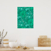 Art Nouveau Seaweed Floral, Turquoise en Aqua Poster (Keuken)