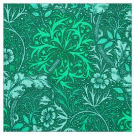 Art Nouveau Seaweed Floral, Turquoise en Aqua Stof