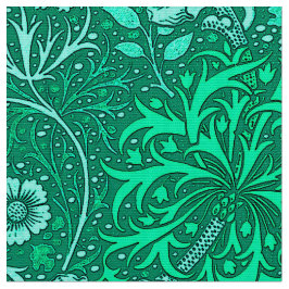 Art Nouveau Seaweed Floral, Turquoise en Aqua Stof