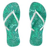 Art Nouveau Seaweed Floral, Turquoise en Aqua Teenslippers (Voetbed)