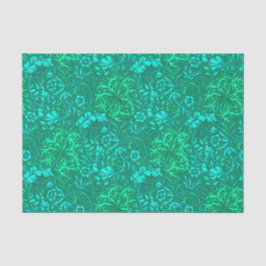 Art Nouveau Seaweed Floral, Turquoise en Aqua Tissuepapier