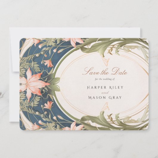 Art Nouveau Serenity - Save the Date Bruiloft Kaart (Voorkant)
