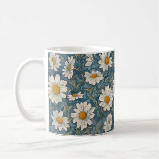 Art Nouveau Shasta Daisies Koffiemok (Links)