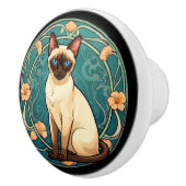 Art Nouveau Siamese Kat Keramische Knop (Rechts)
