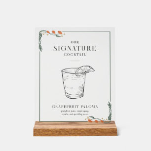 Art Nouveau Signature Cocktail Sign Acryl Bord