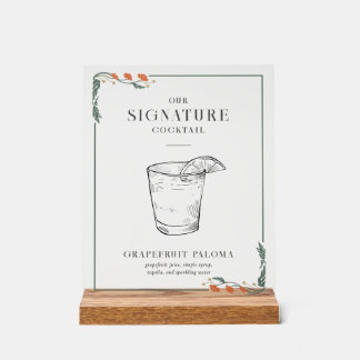 Art Nouveau Signature Cocktail Sign Acryl Bord