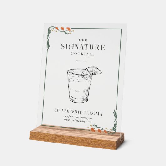 Art Nouveau Signature Cocktail Sign Acryl Bord (Hoek)