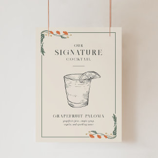 Art Nouveau Signature Cocktail Sign Poster