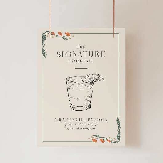  Art Nouveau Signature Cocktail Sign Poster