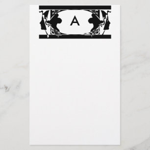 Art Nouveau Silhouet Gepersonaliseerde initiaal Briefpapier