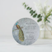 Art Nouveau Silver Metallic Peacock Tea Kaart (Staand voorkant)