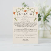 Art Nouveau Sinaasappel Bloemen Groene bruiloft De Informatiekaartje (Staand voorkant)