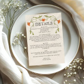 Art Nouveau Sinaasappel Bloemen Groene bruiloft De Informatiekaartje