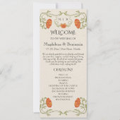 Art Nouveau Sinaasappel Bloemen Trouwprogramma (Voorkant)