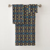 Art Nouveau sinaasappel en blauw Bloemen Bad Handdoek (Insitu)