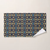 Art Nouveau sinaasappel en blauw Bloemen Bad Handdoek (Handdoek)