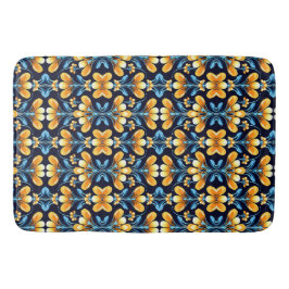 Art Nouveau sinaasappel en blauw Bloemen Badmat